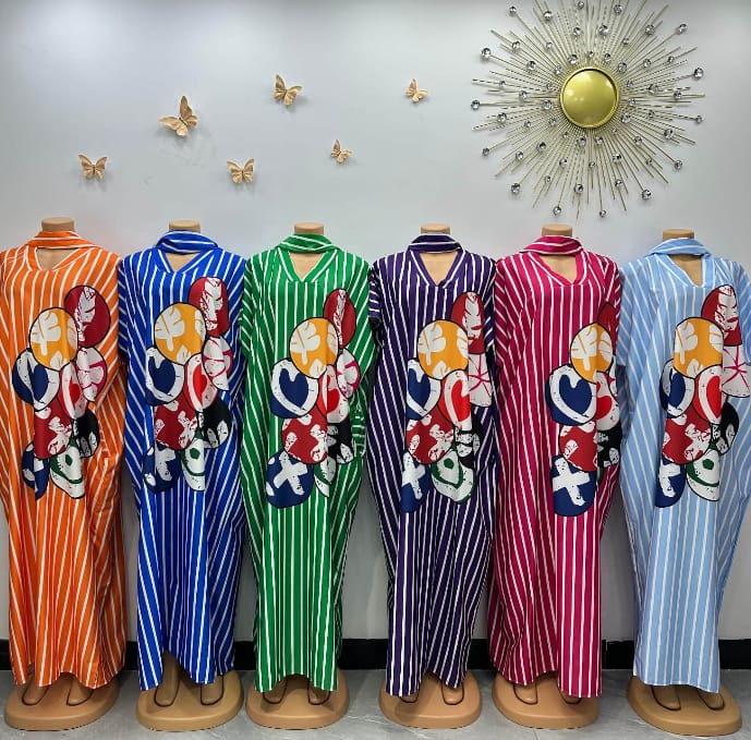 African Bubu (or Boubou) Gown or a Kaftan Maxi Dress With Matching Headscarf