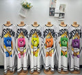 Women’s Long Sleeve Cartoon Bear Print Maxi Dress