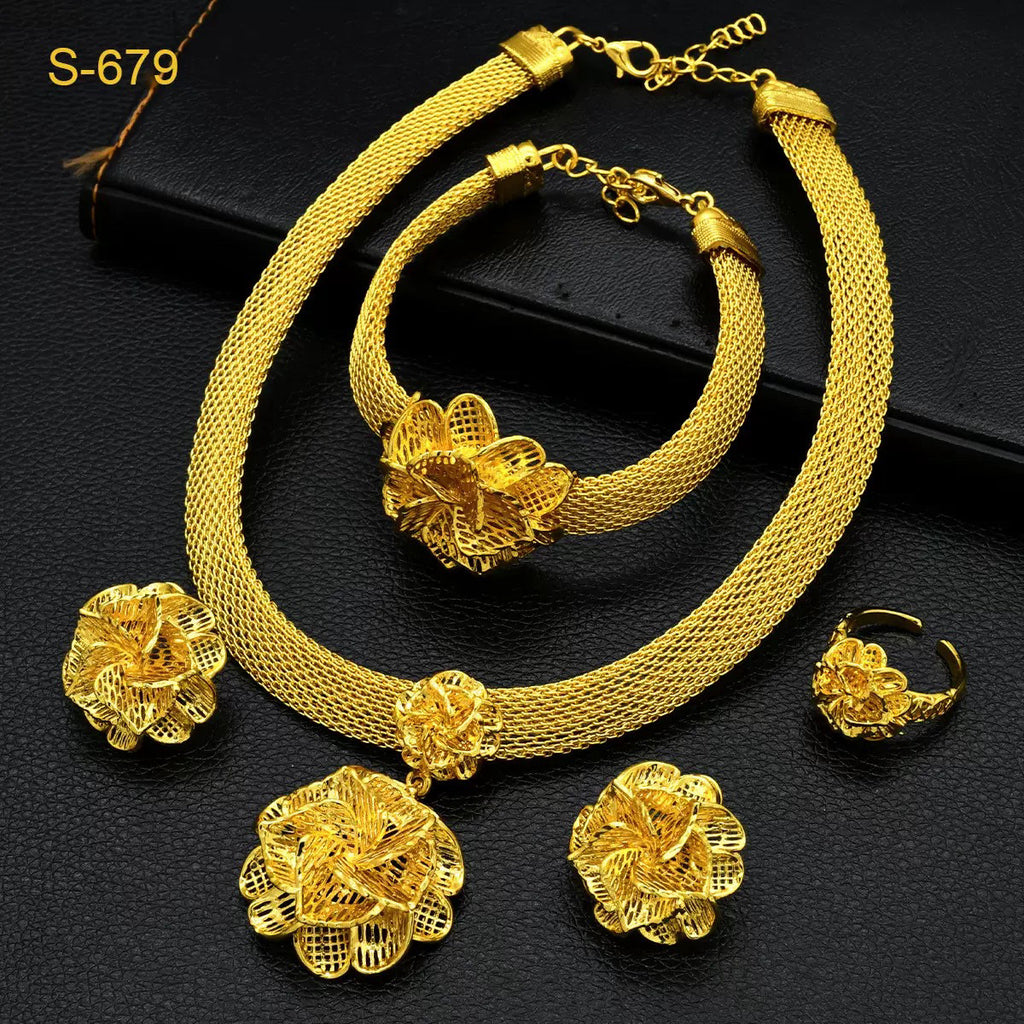 Floral Jewelry Set Necklace Earrings Ring Bracelet Included Exquisite for Wedding Party Special Occasions
