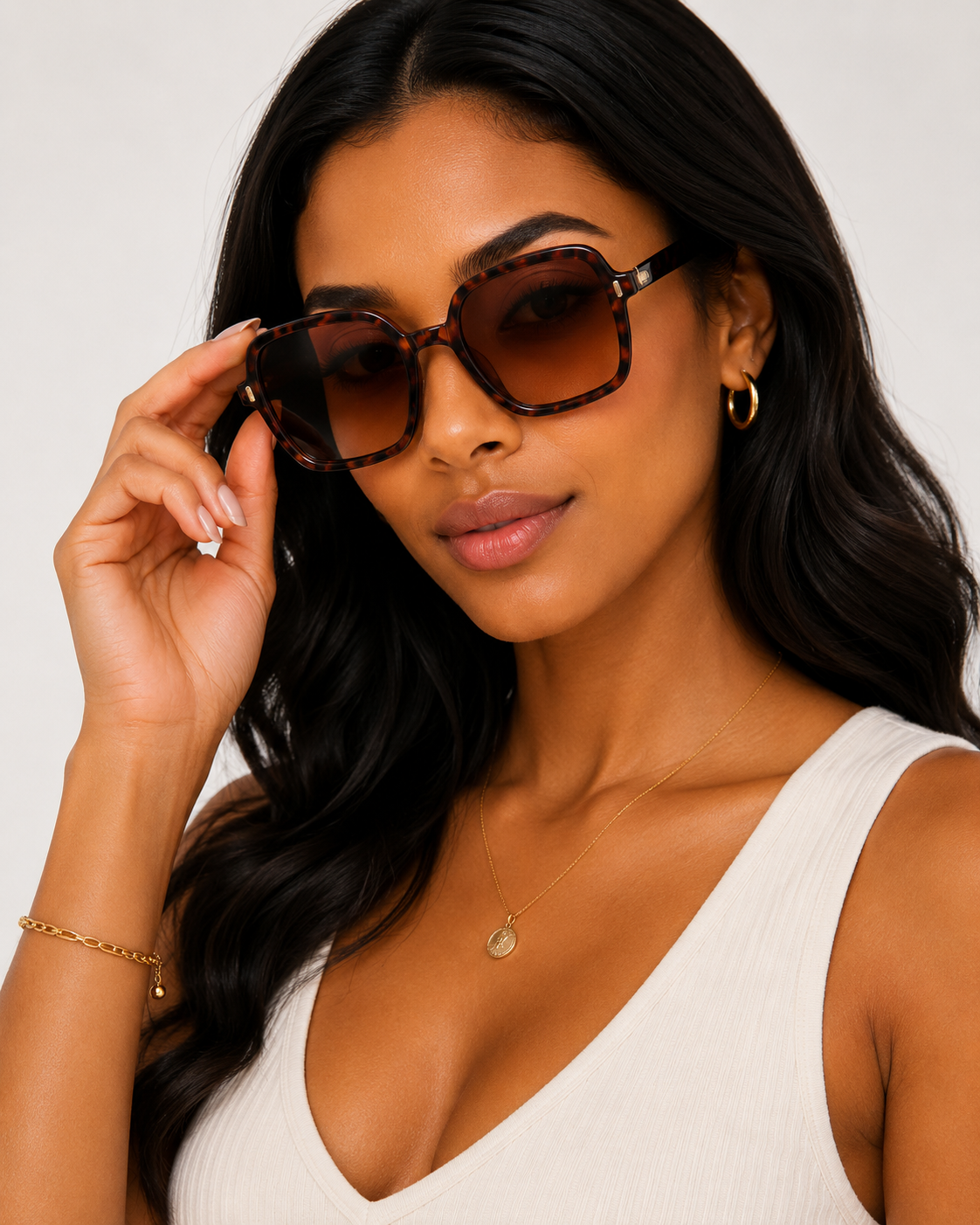 Oversized Square Tortoiseshell Sunglasses – 3 Colors Gradient Lenses