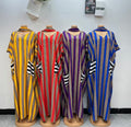 African Striped Bubu Kaftan Maxi Dress With Matching Headscarf