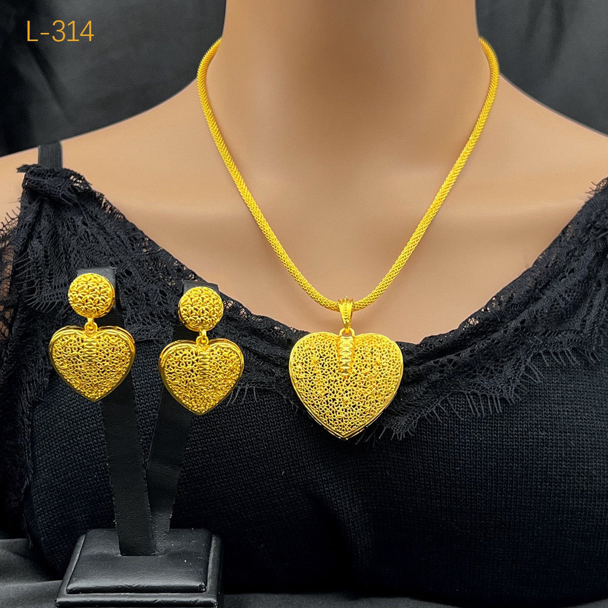 24 Gold Necklace and Earrings