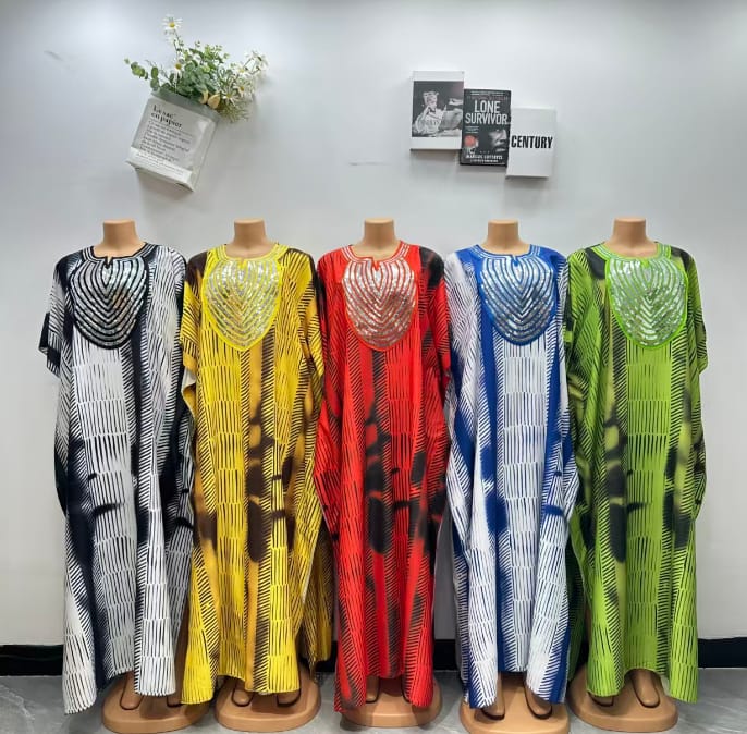 Women’s African Print Long Maxi Dress – Traditional Ankara/Kitenge Style