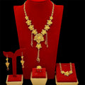 Wedding Jewelry Sets Luxury Gold Plated Fashion Trendy Flower-shaped Necklaces for Women 4 Pcs Set