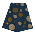 Premium African Wax Fabric Blue & Gold Spiral Dot Motif Cotton Cloth