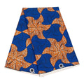Premium African Wax Fabric Blue Orange Abstract Floral Cotton Cloth