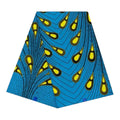 African Wax Print Fabric Blue Yellow Abstract Teardrop Design Cotton Textile