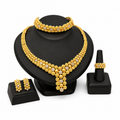 24K Gold Plated Zircon Alloy Fashion Jewelry Set Bracelet Earrings
Necklace Ring Date Party Women Set