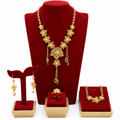 Wedding Jewelry Sets Luxury Gold Plated Fashion Trendy Flower-shaped Necklaces for Women 4 Pcs Set