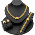 Vintage 24K Gold Plated Geometric Alloy Jewelry Sets for Bridal Wedding Jewelry Bracelet Earrings Necklaces for Women Set