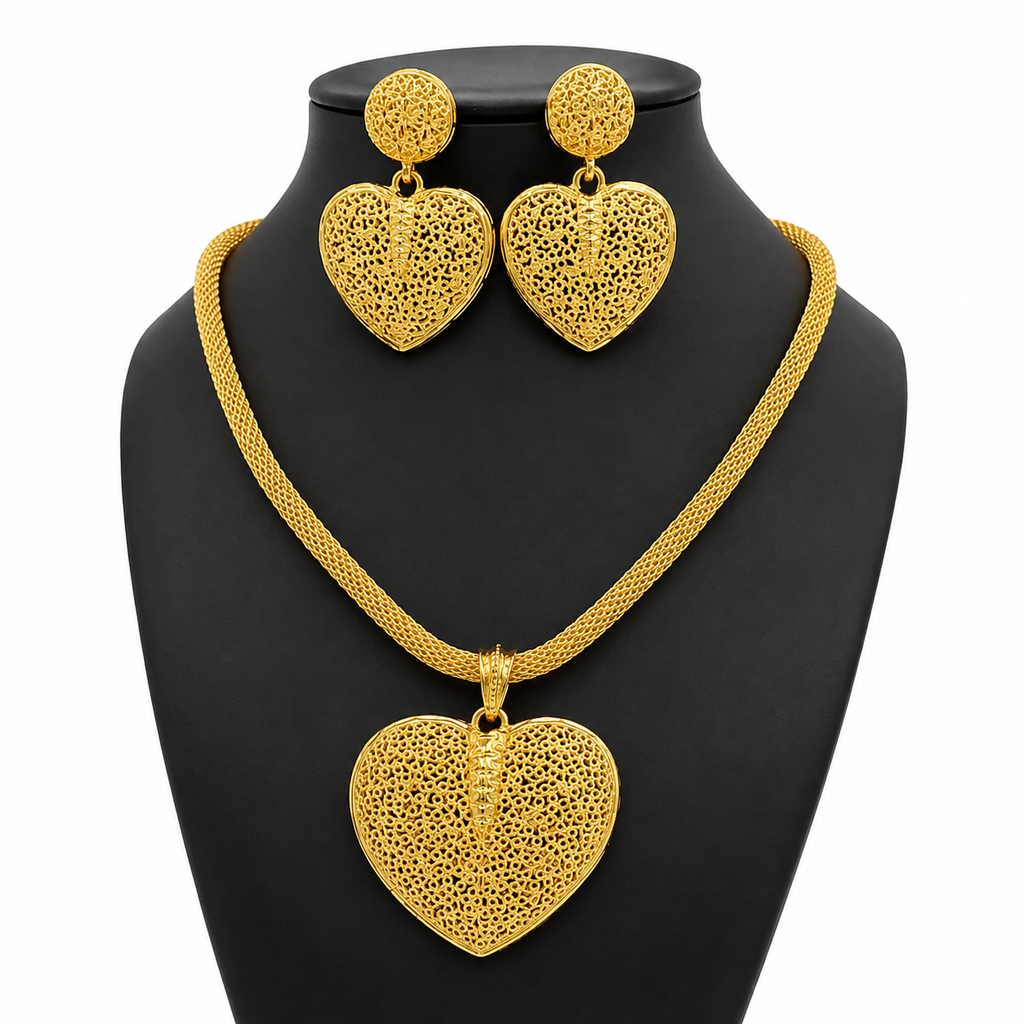 24 Gold Necklace and Earrings